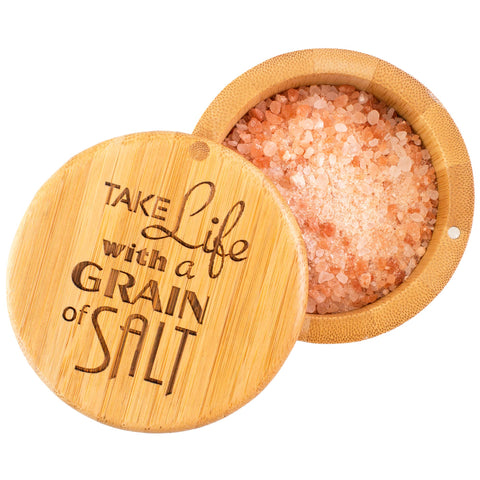 Salt Box: "Take Life with a Grain Of Salt" Engraved - Totally Bamboo