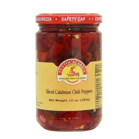 TuttoCalabria Sliced Calabrian Chili Peppers | 10 oz.: Single Jar (10 oz.) - Wholesale Italian Food