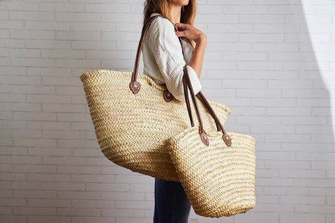 Moroccan Woven Palm Shopping Basket - Verve Culture