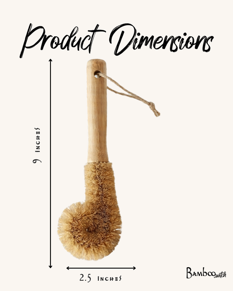 Bamboo Drinkware & Bottle Cleaning Brush, Straight Brush, 9"x2.5" - Bamboo Switch
