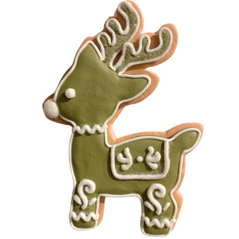 Sage Gingerbread Deer, 4in Cookie Ornament - David Christopher's Collection