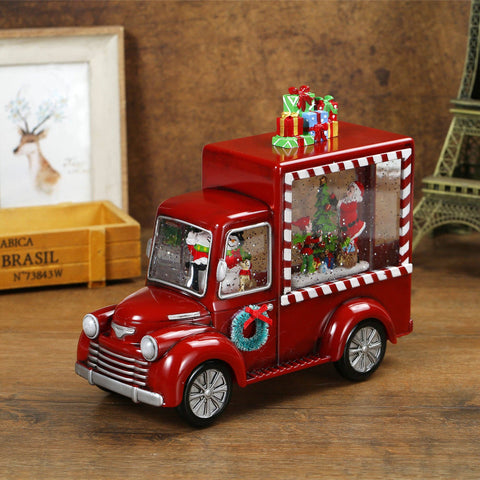 Christmas Red Gift Truck Snow Globe Lantern - SINT