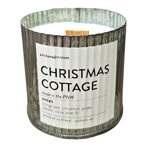 Christmas Cottage Rustic Vintage Farmhouse Wood Wick Candle: 10oz - Anchored Northwest