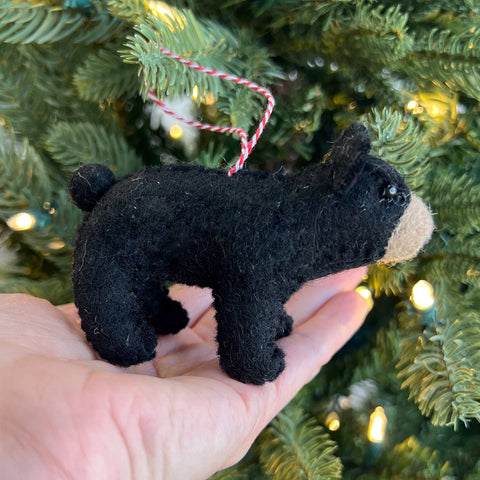 Black Bear Felt Wool Christmas Ornament - Ornaments 4 Orphans