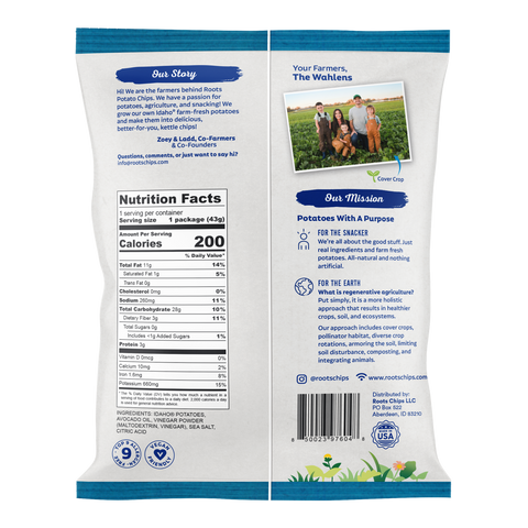Sea Salt and Vinegar Chips, 1.5 oz - Roots Potato Chips