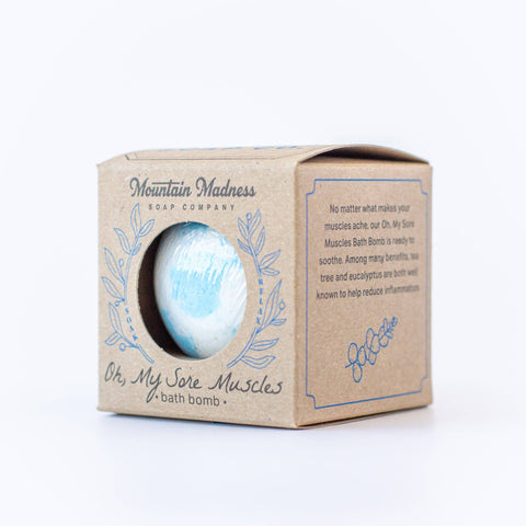 Oh, My Sore Muscles Bath Bomb - Mountain Madness Soap Co.