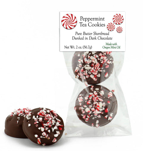 Peppermint Tea Cookies in Dark Chocolate, 8 oz - Cranberry Sweets & More