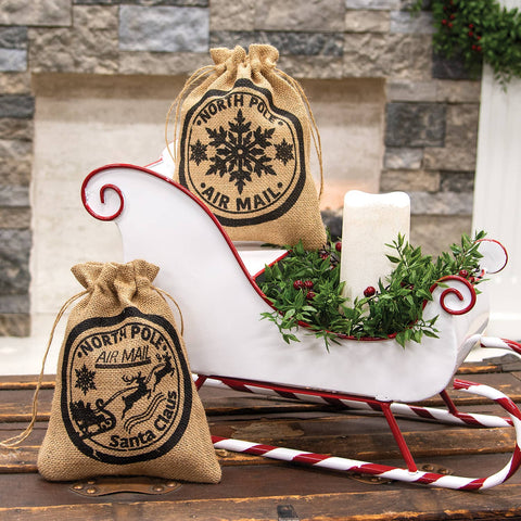 North Pole Air Mail Burlap Bag - Col House Designs