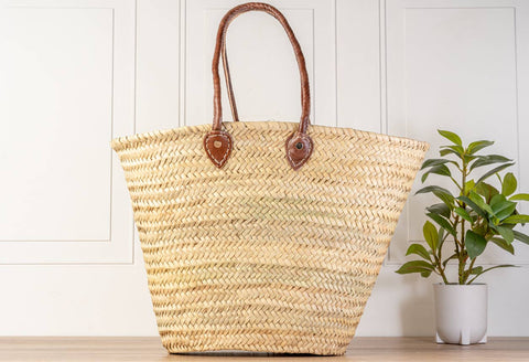 Moroccan Woven Palm Shopping Basket - Verve Culture