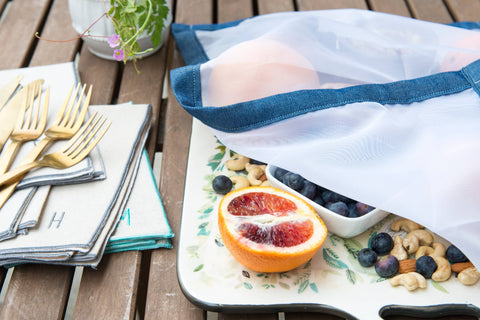 Keep the Bugs Away 24"x25" Food Net: Denim Chambray - Dot and Army