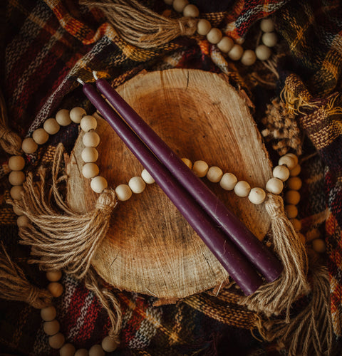 Beeswax 10" Taper Candle: Orange - The Holton Homestead