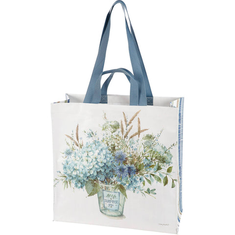 Let Life Surprise You Floral Market Tote, 15.5"x15.3"x6" - Primitives by Kathy