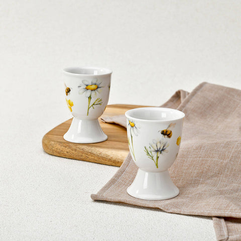 Porcelain Egg Cup, Tea and Honey Design, Single