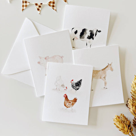 Farm Animals Assorted Notecards, Set of 8 - Emily Lex Studio