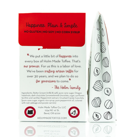 Candy Cane, Oregon Hazelnut Toffee, 4 oz - Holm Made Toffee Co.