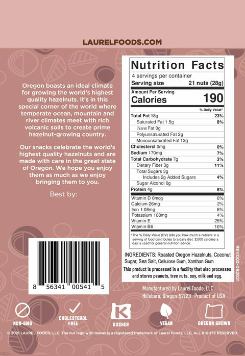 Hazelnut Kernels, Sweet & Salty, 4 oz - Laurel Foods