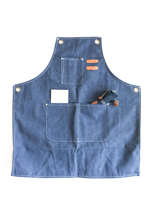 Heavy Cotton Canvas Cross Back Aprons: Blue - Fodory