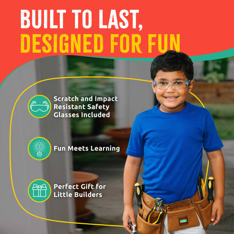 Kids Leather Tool Belt with Safety Goggles - SparkJump