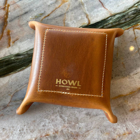 The Scrappy Catchall: Caramel Leather, 5"x5" - Howl Goods