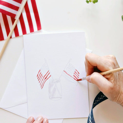 Americana Paintable Watercolor Notecards, Set of 8 - Emily Lex Studio