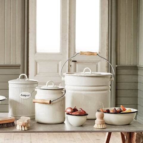 2L Pure White Vintage Enamel Milk Can with Lid - STP