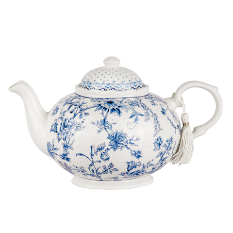 Blue Flowers Bone China Teapot, 1.14 qt, in Gift Box