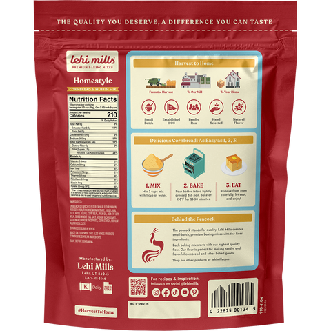 Cornbread Mix, 2 lb Pouch - Lehi Mills