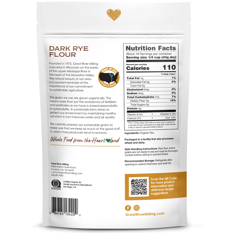 Organic Dark Rye Flour (1.25 Lb): 20oz - Great River Milling