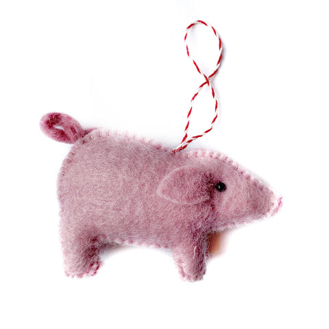 Pig Felt Wool Christmas Ornament - Ornaments 4 Orphans