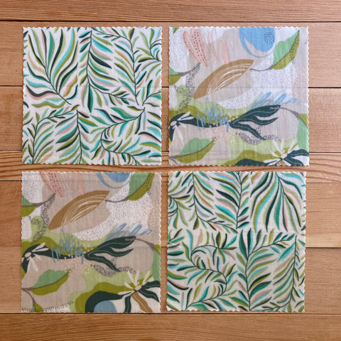 Beeswax Wraps, Fresh Flora, Half-Pint set of 4, 6"x6" - Shor