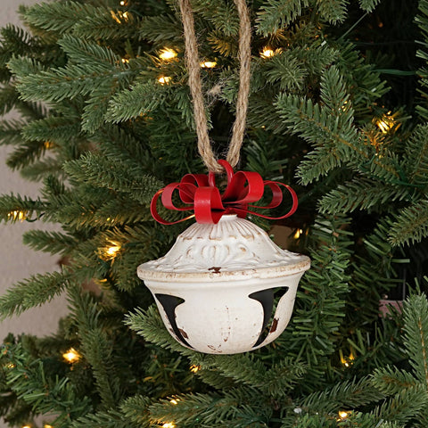 Vintage White Nutshell Bell with Metal Bow - Holiday Depot Inc.