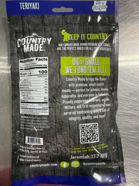 Teriyaki Jerky, Beef, 3 oz - Country Made