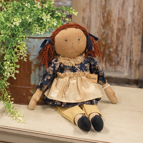 Blue Floral Anna Doll, 17" - The Hearthside Collection