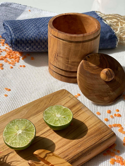 Olive Wood Spice Jar with Lid - Scents and Feel