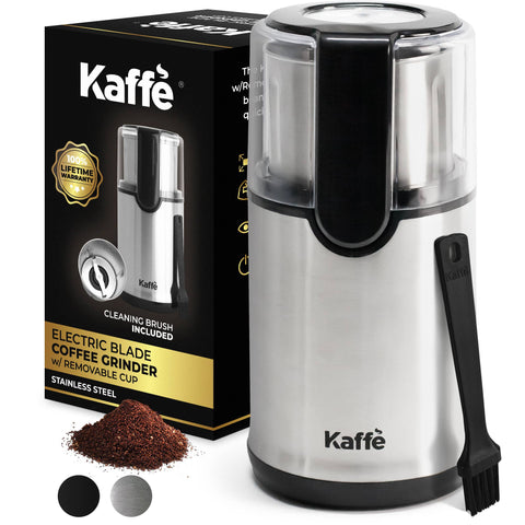 Electric Blade Coffee Grinder w/ Removable Cup, 4.5oz, Stainless Steel- Kaffe
