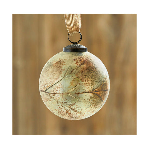 Vine Cut Glass Christmas Ornament, 4in Antique White - tag