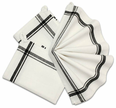 Vintage Farmhouse Retro Black Box Stripe Dishtowels - Colonial Patterns, Inc.