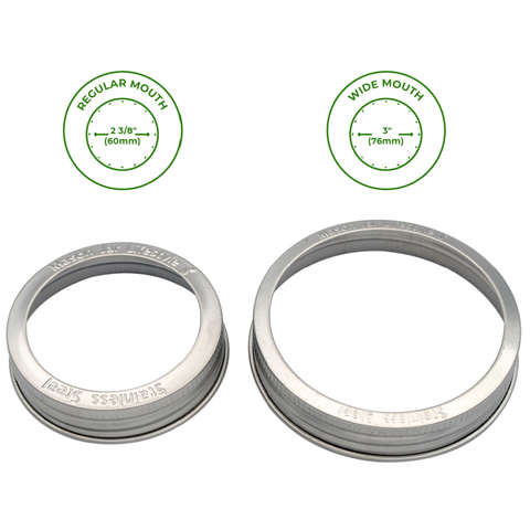 5-Pack Regular Mouth Bands/Rings for Mason Jars, Rust Proof Stainless Steel - Mason Jar Lifestyle