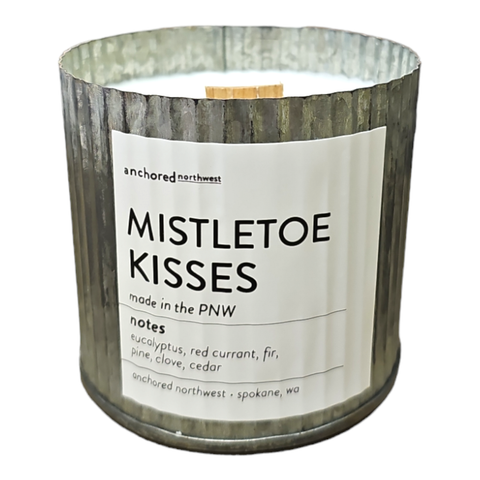 Mistletoe Kisses Rustic Vintage Farmhouse Wood Wick Candle - Christmas: 10oz - Anchored Northwest