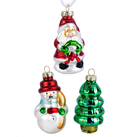 Set of 3 Glass Christmas Tree Ornaments - STP