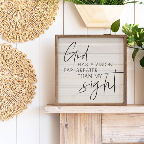 God Has A Vision, Whitewash, 4"x4" - Kendrick Home