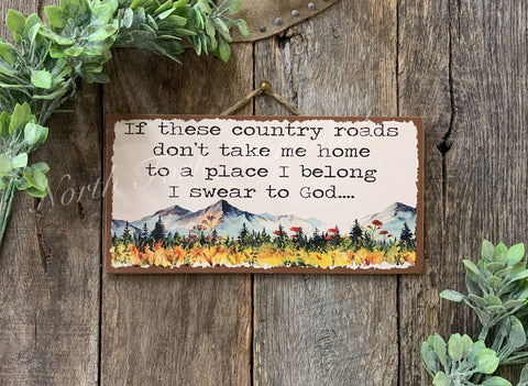 If These Country Roads Don't Take Me Home, I Swear to God, 6"x12" - North Fork Mercantile