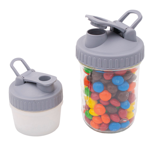 Wide Mouth Pour & Store Shaker Lid with Carry Loop: Charcoal Gray - Mason Jar Lifestyle