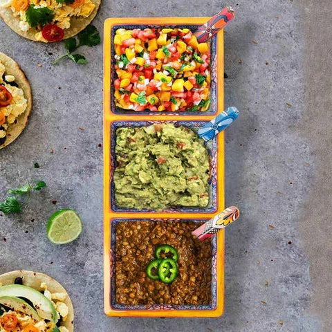 3-Section Taco Tray, Yellow - Prepara