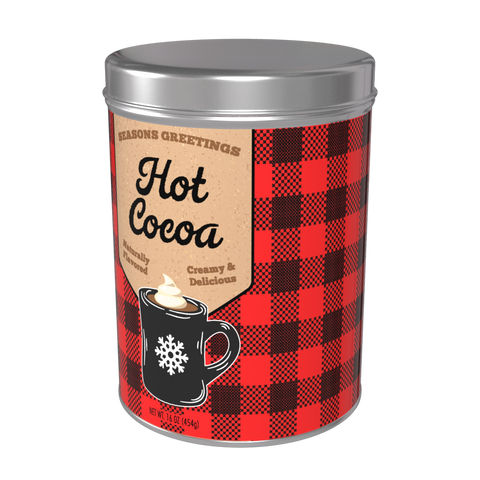 Season's Greetings Red Plaid Chocolate Hot Cocoa, 16oz Round Tin - McSteven's