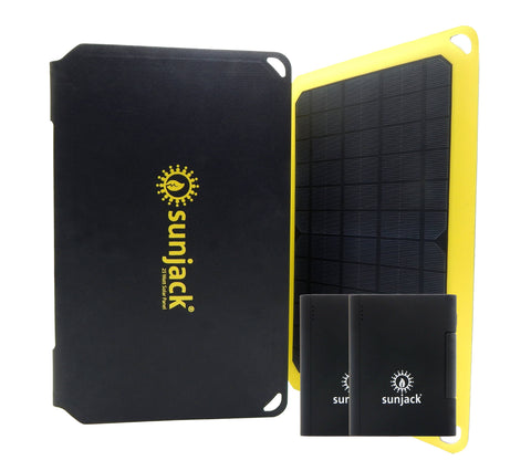25W Portable Solar Charger + 2x 10k mAh Powerbanks - SunJack