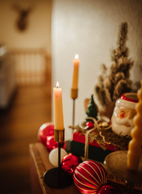 Beeswax 10" Taper Candle: Red - The Holton Homestead