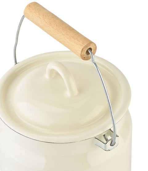 2L Ivory Vintage Enamel Milk Can with Lid - STP