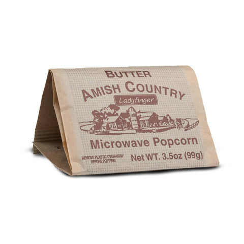 Microwave Butter Ladyfinger Popcorn, 3 pack, 3.5 oz ea - Amish Country Popcorn