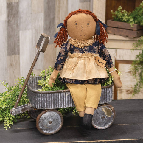 Blue Floral Anna Doll, 17" - The Hearthside Collection